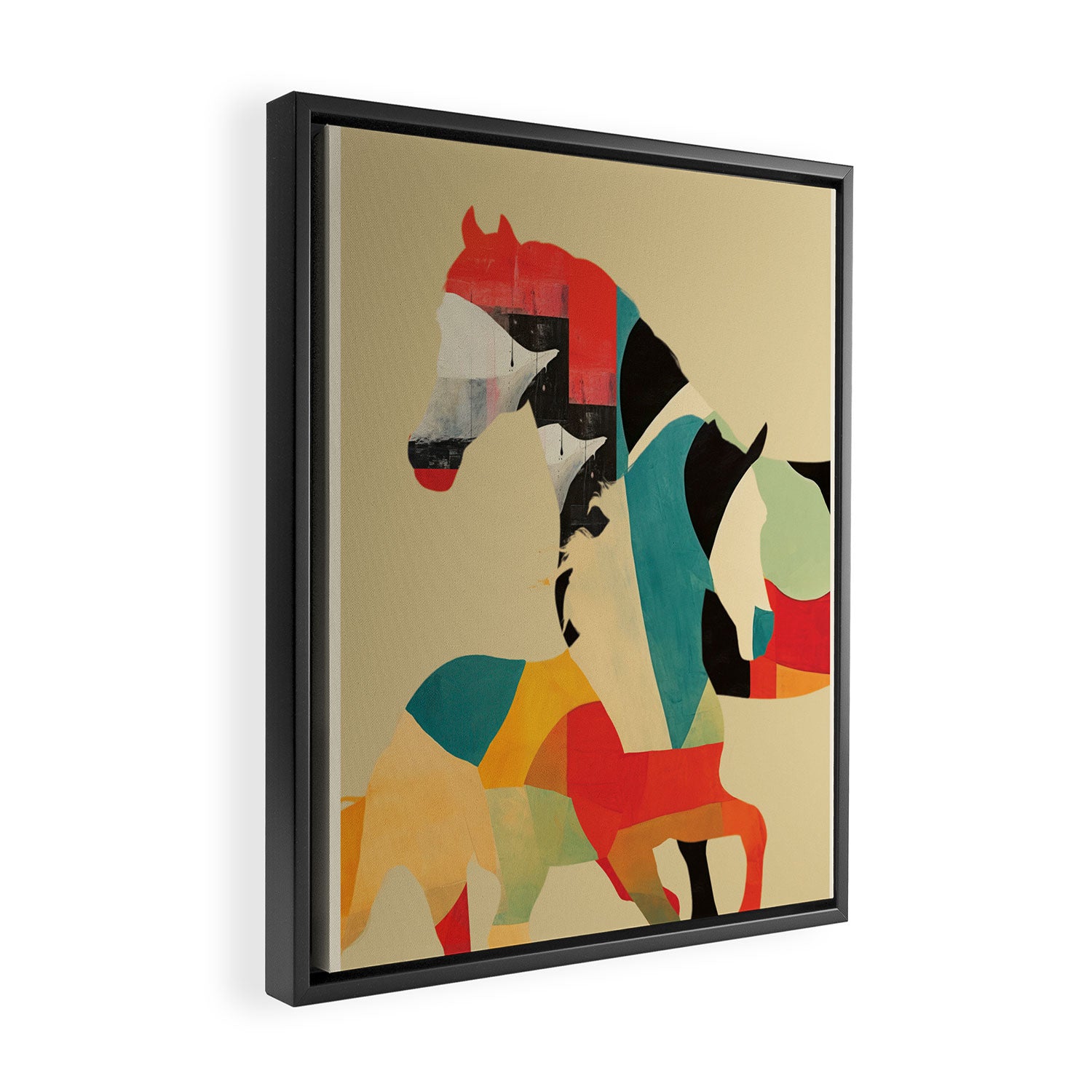 Colorful Abstract Horses 1 Framed Canvas Print Gallery Image 2
