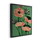 Coral Poppies on Green Framed Canvas Print Gallery Image 2