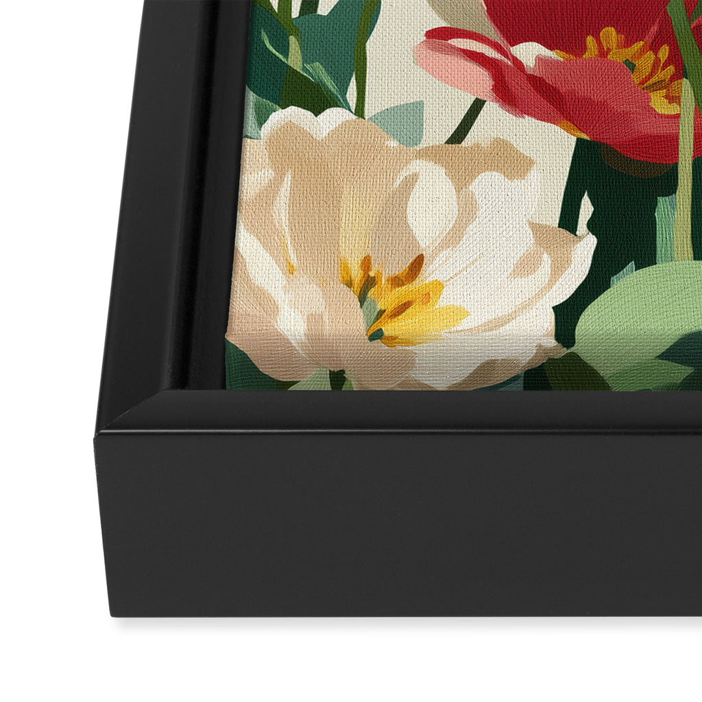 Coral Tulips in Bloom Framed Canvas Print Gallery Image 3