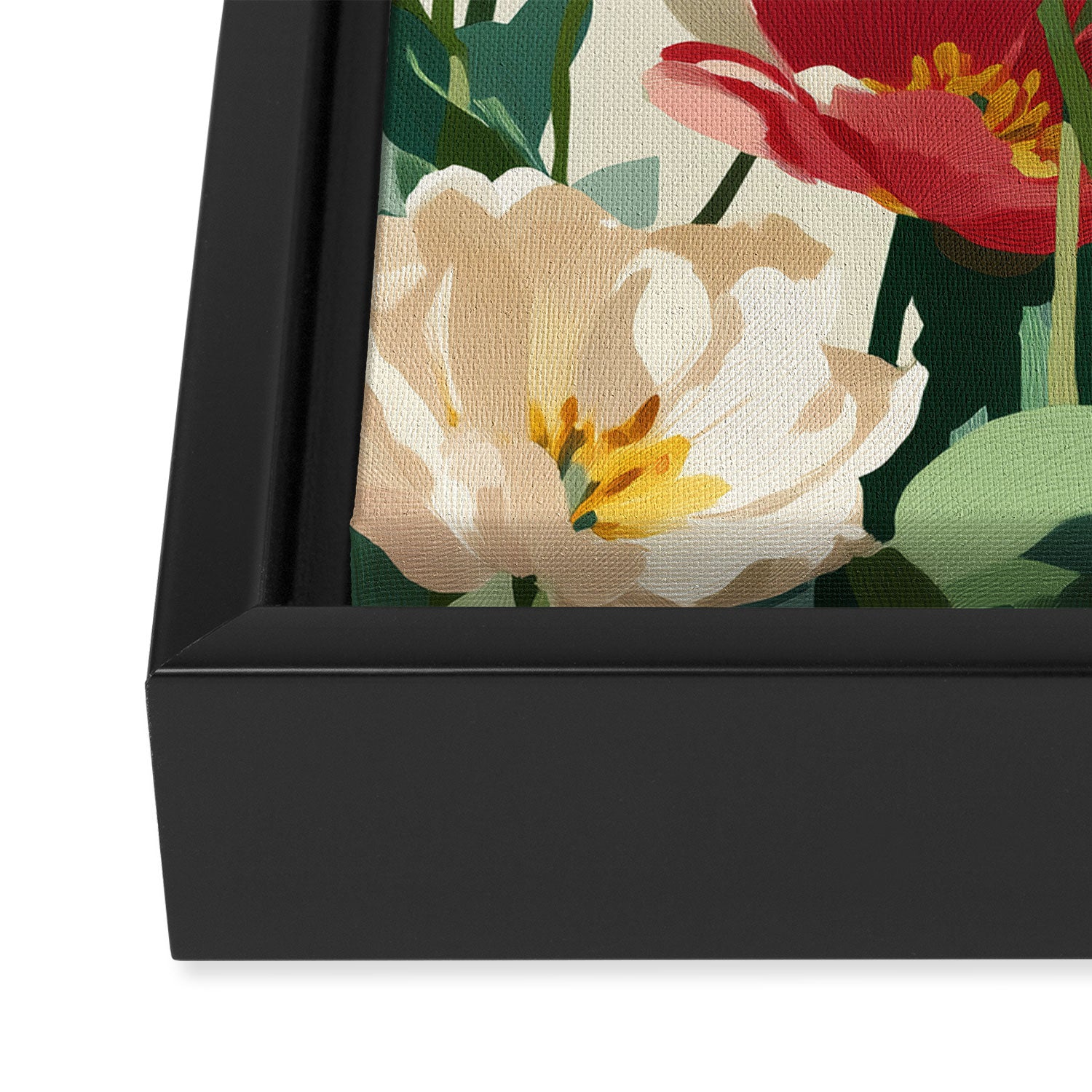Coral Tulips in Bloom Framed Canvas Print Gallery Image 3
