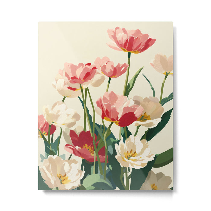Coral Tulips in Bloom Metal Print Gallery Image 1