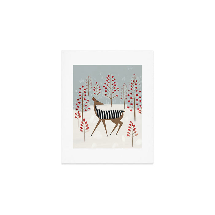 Deer In the Snowy Forest Art Print Gallery Image 1