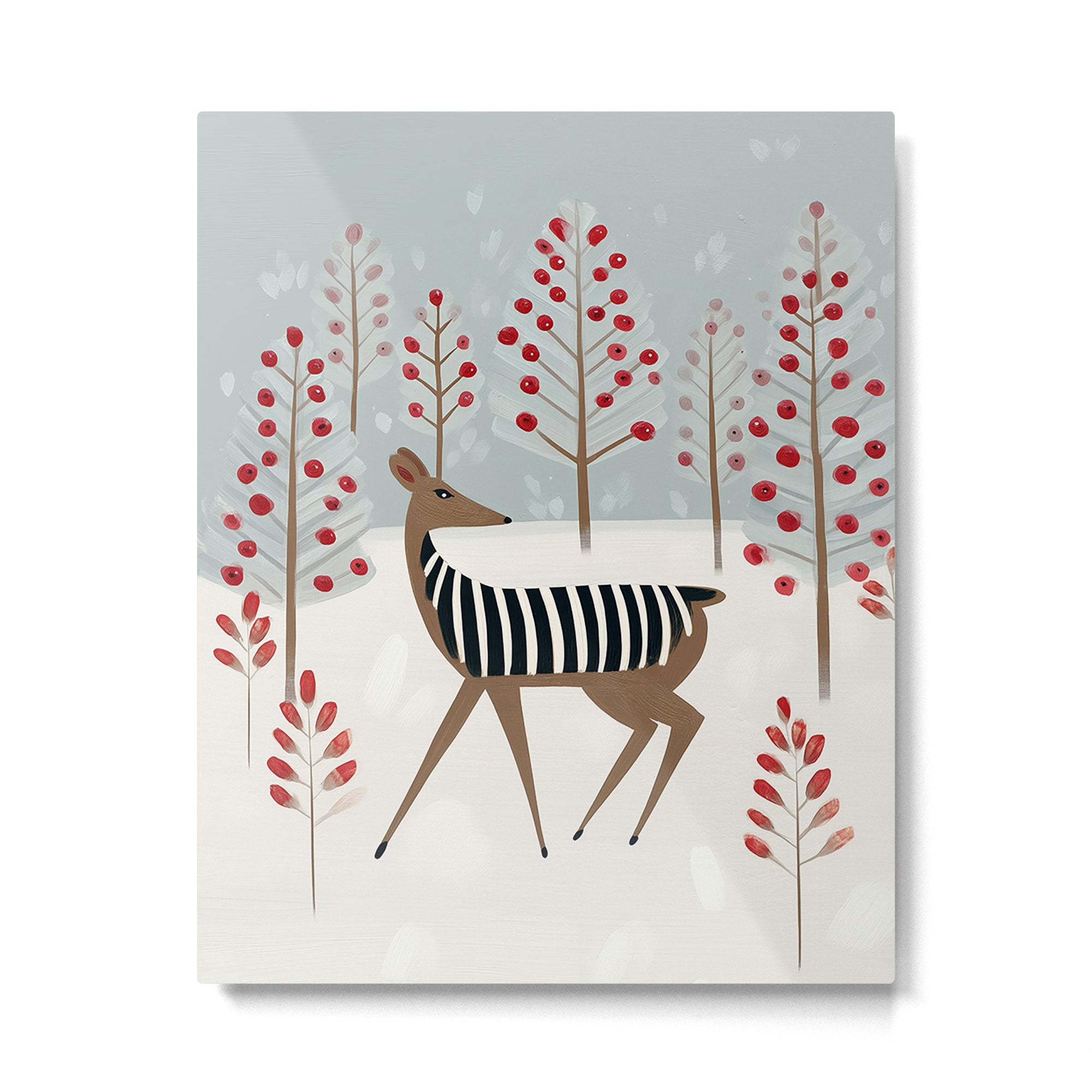 Deer In the Snowy Forest Metal Print Gallery Image 4