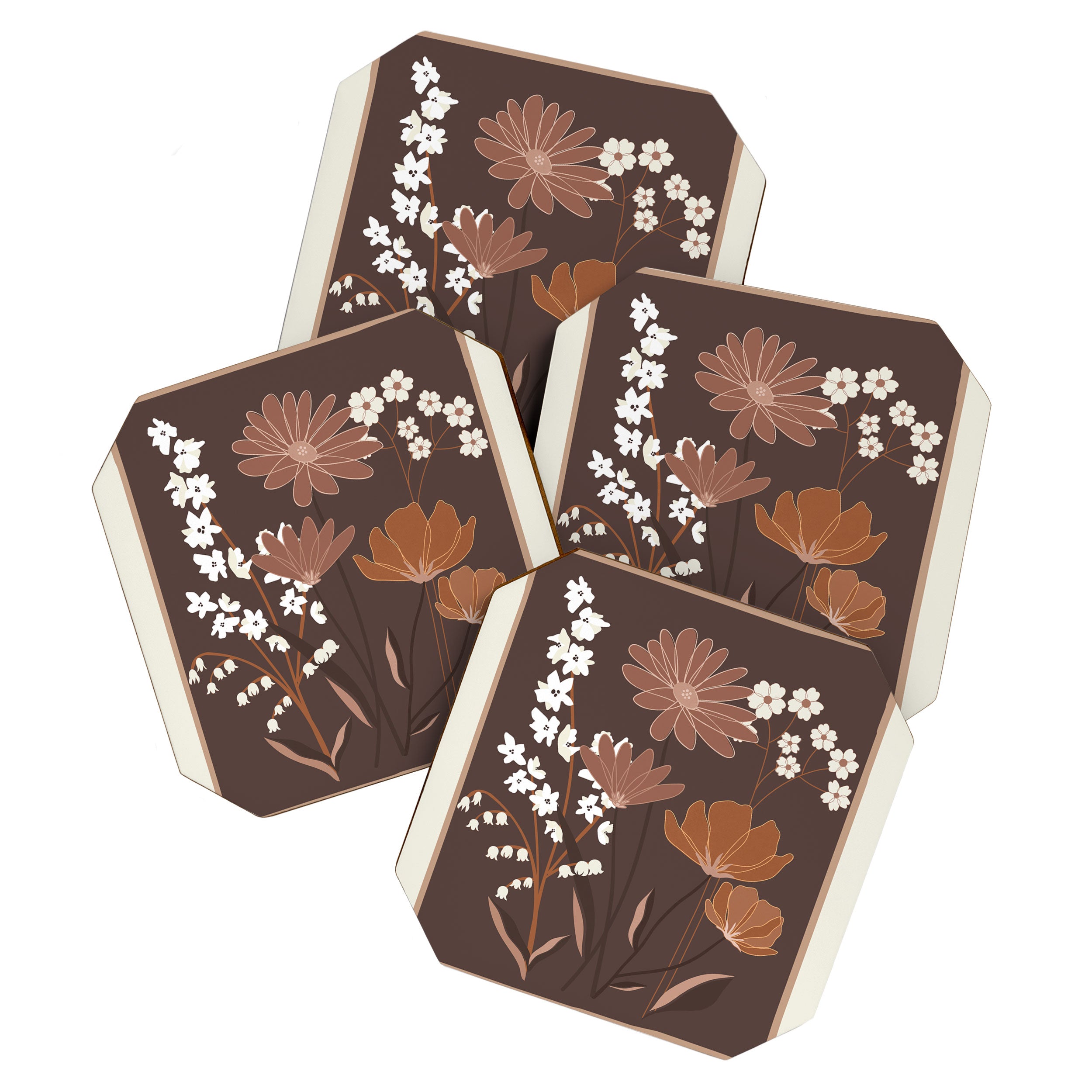 Floral Mocha 1 Coaster Gallery Image 1