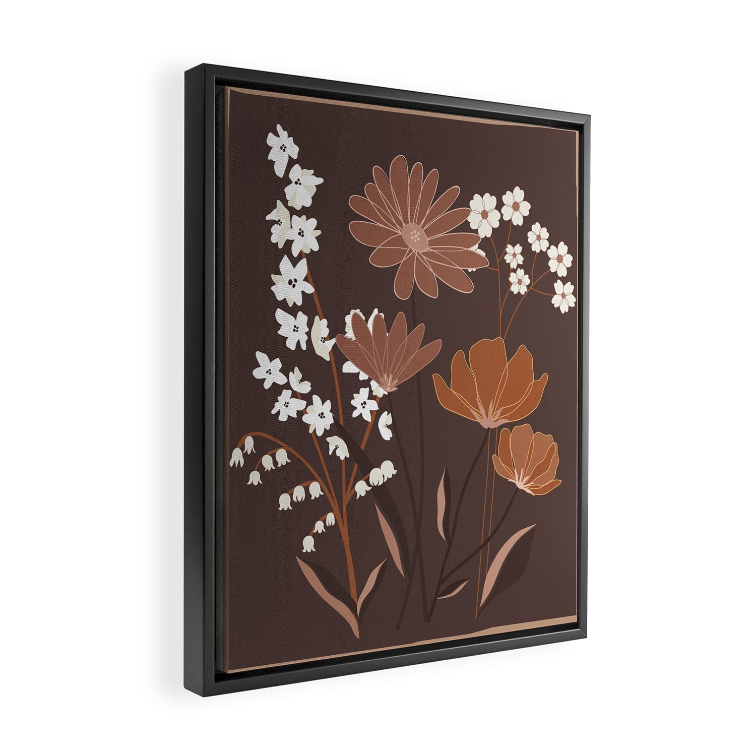 Floral Mocha 1 Framed Canvas Print Gallery Image 2