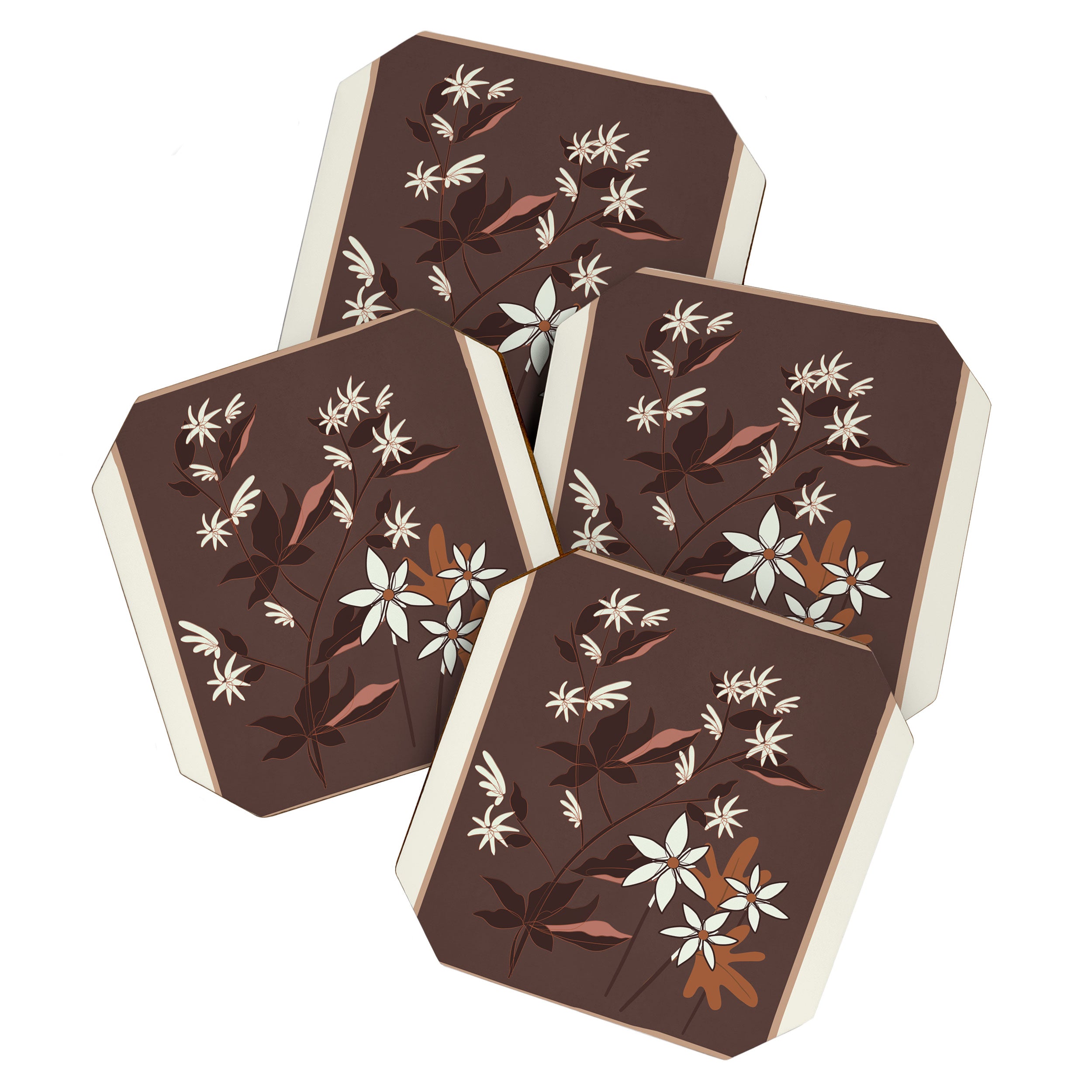 Floral Mocha 3 Coaster Gallery Image 1
