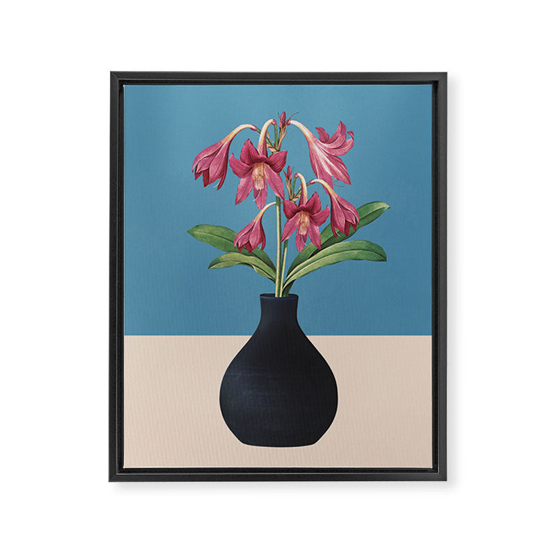 Flowers in Black Vase 1 Framed Canvas Print Gallery Image 6