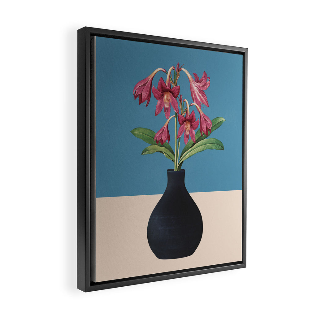 Flowers in Black Vase 1 Framed Canvas Print Gallery Image 2