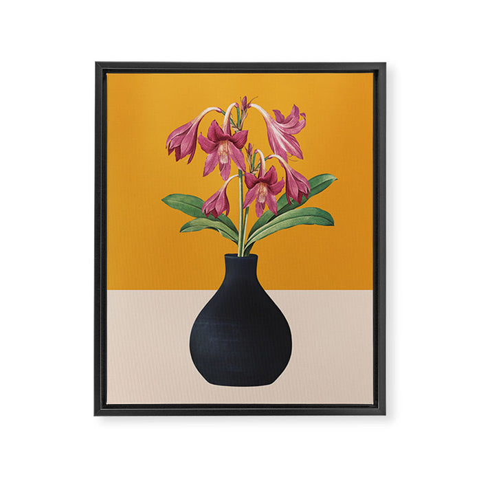 Flowers in Black Vase 2 Framed Canvas Print Gallery Image 1