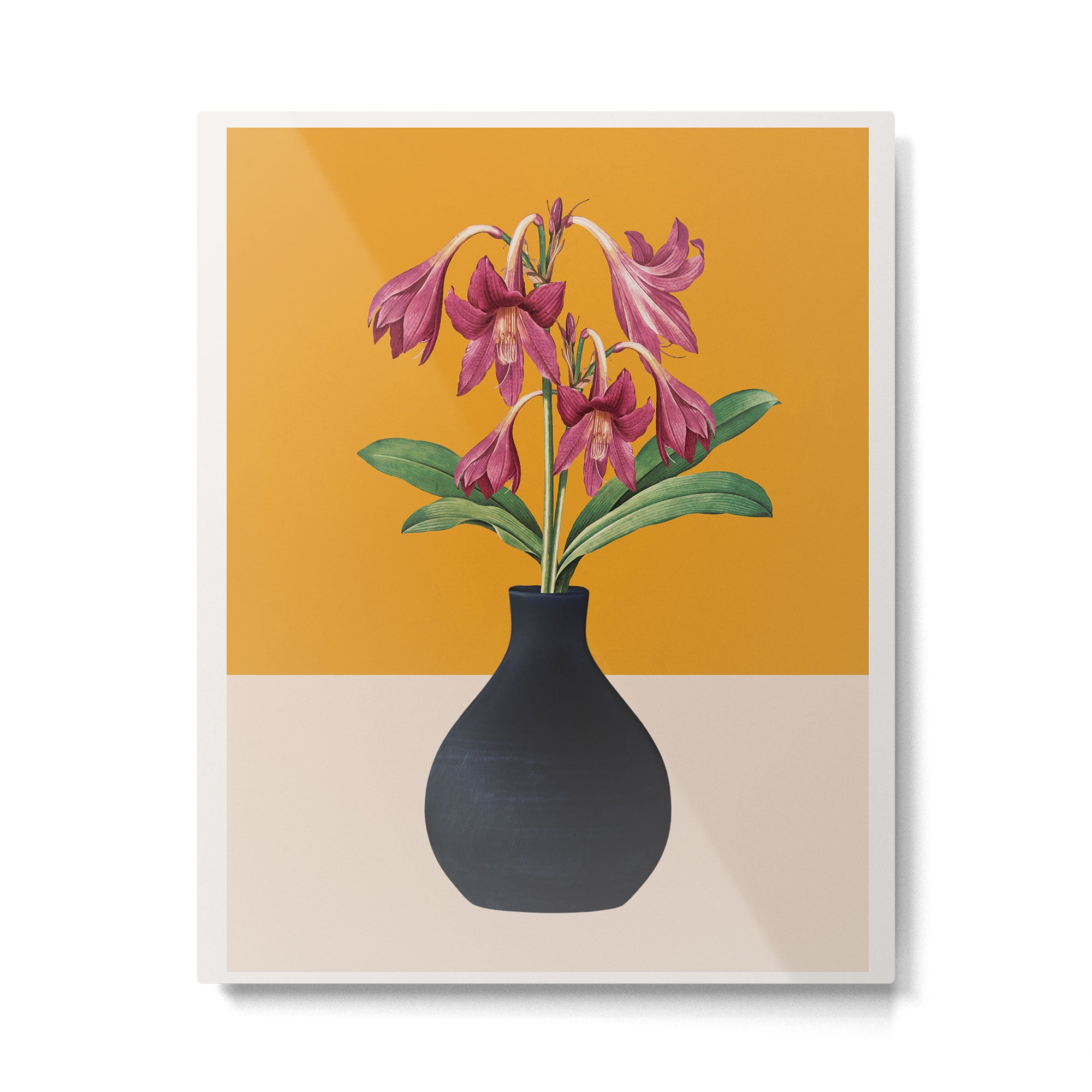 Flowers in Black Vase 2 Metal Print Gallery Image 4