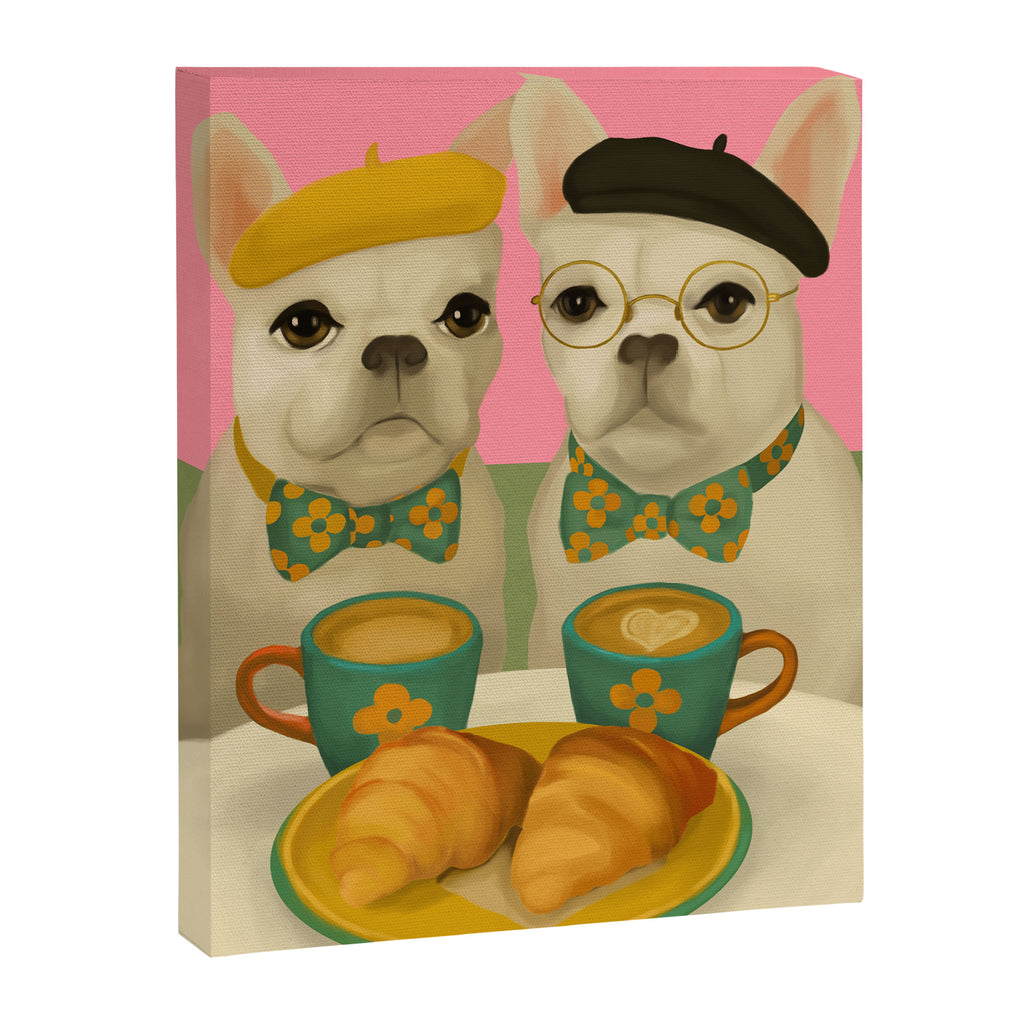 French Bulldogs at Breakfast Cafe Canvas Print Gallery Image 6