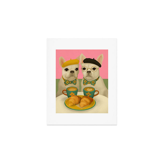 French Bulldogs at Breakfast Cafe Art Print Gallery Image 1