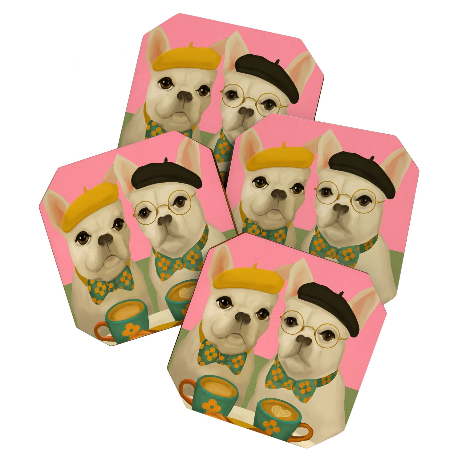 French Bulldogs at Breakfast Cafe Coaster Gallery Image 1
