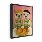 French Bulldogs at Breakfast Cafe Framed Canvas Print Gallery Image 2