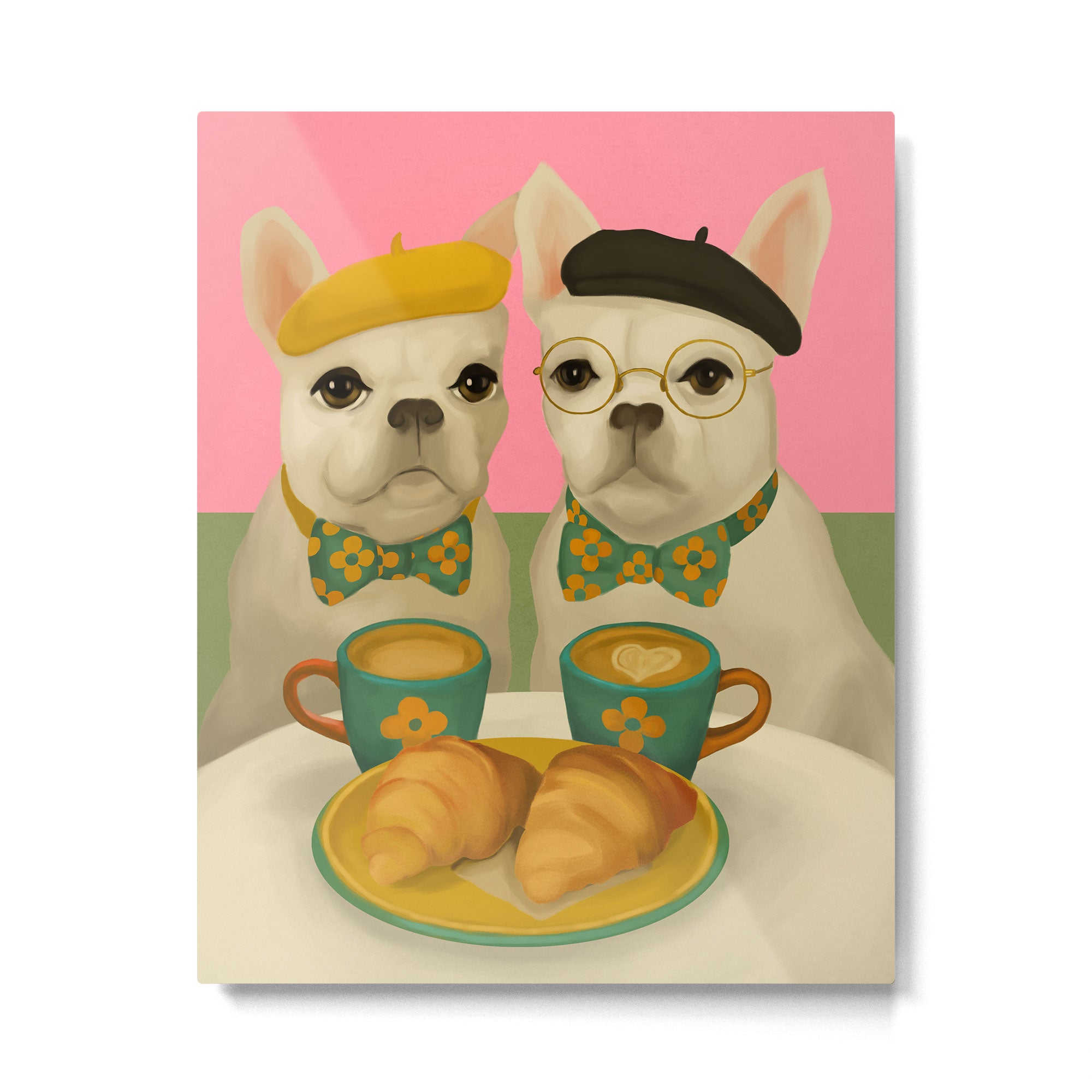 French Bulldogs at Breakfast Cafe Metal Print Gallery Image 4