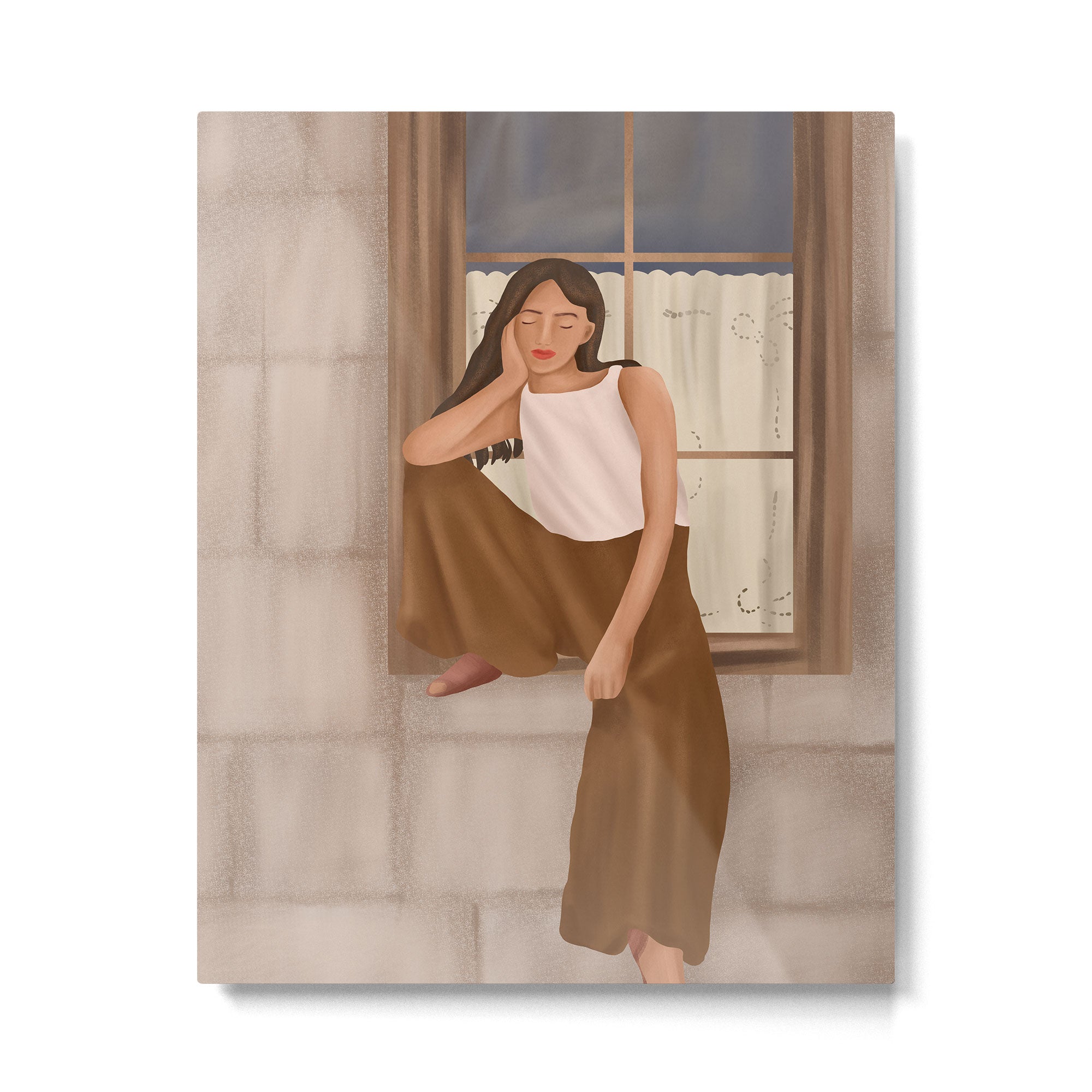 Girl sitting on the window Metal Print Gallery Image 4