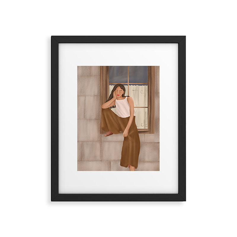 Girl sitting on the window Framed Art Print Gallery Image 5