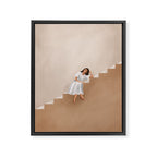 Girl Thinking on a Stairway Framed Canvas Print Gallery Image 6