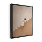 Girl Thinking on a Stairway Framed Canvas Print Gallery Image 2