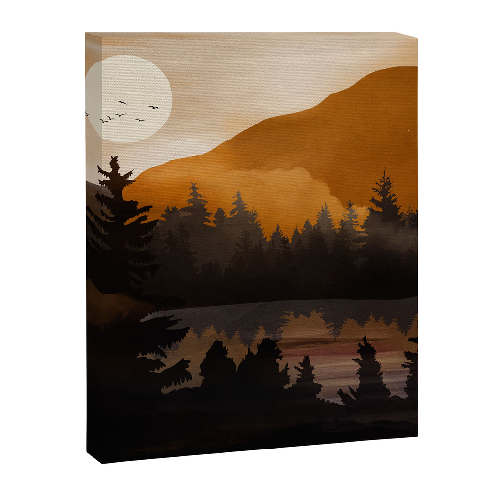 Golden Glimmer Mountain Lake Canvas Print Gallery Image 8