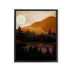 Golden Glimmer Mountain Lake Framed Canvas Print Gallery Image 8