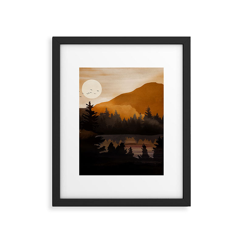 Golden Glimmer Mountain Lake Framed Art Print Gallery Image 6
