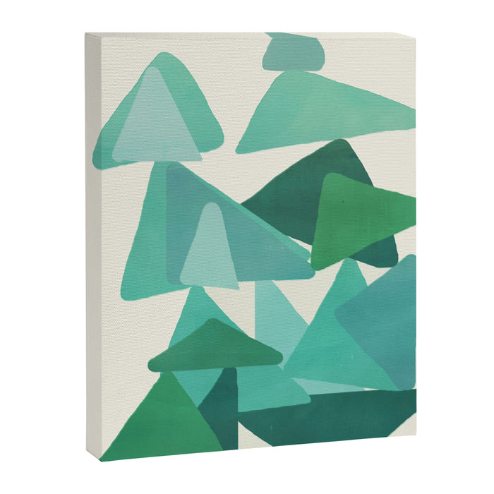 Green Colored Triangles Canvas Print Gallery Image 1