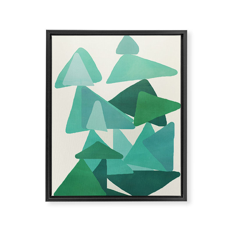 Green Colored Triangles Framed Canvas Print Gallery Image 6