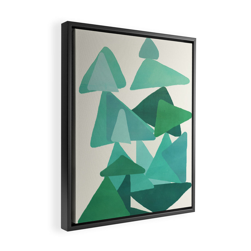 Green Colored Triangles Framed Canvas Print Gallery Image 2