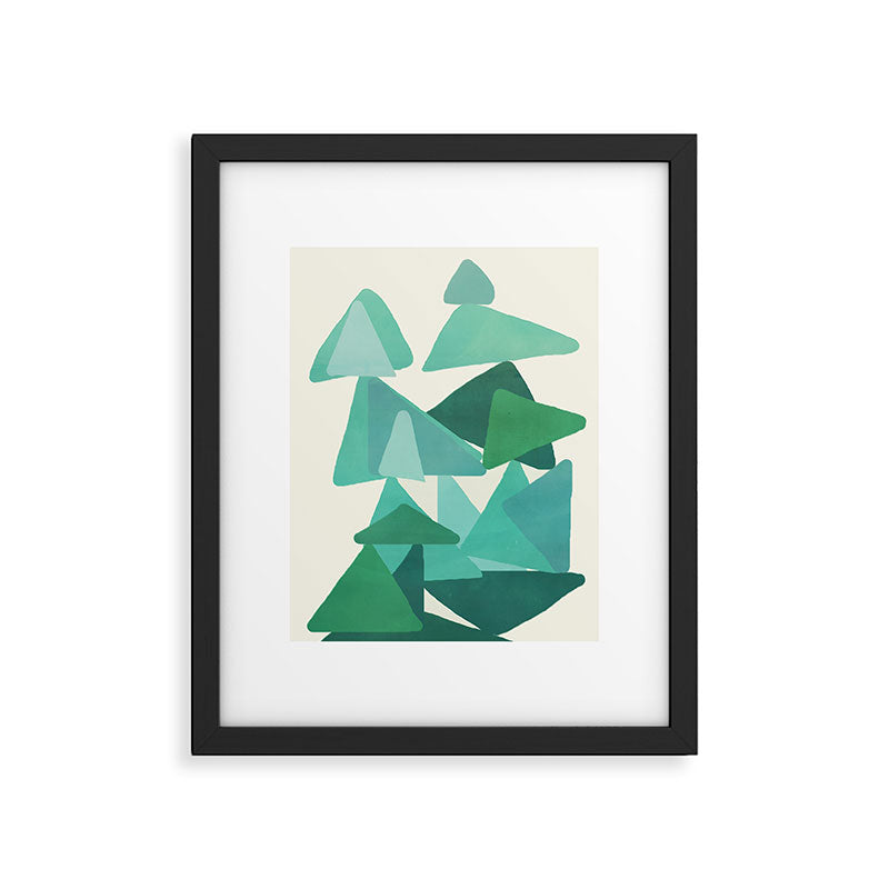 Green Colored Triangles Framed Art Print Gallery Image 5