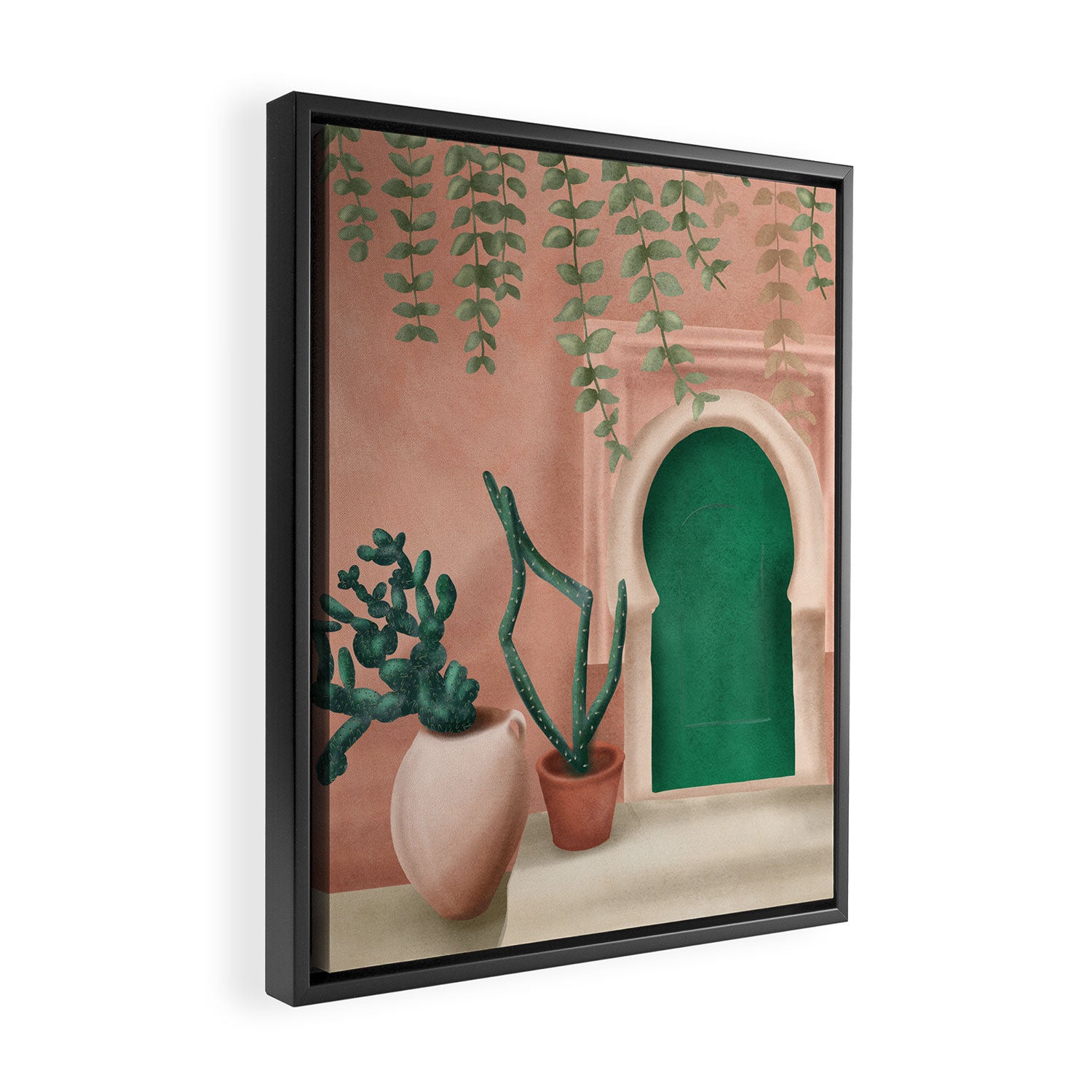 Green Door Framed Canvas Print Gallery Image 2