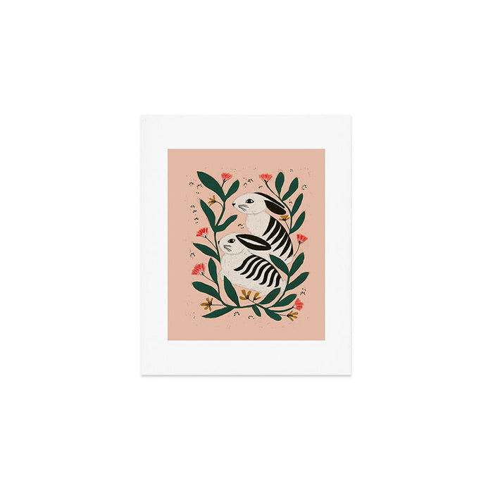 Hares Among Flowers Art Print Gallery Image 1