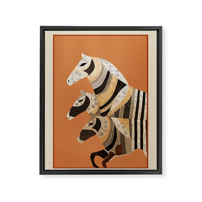 Horses in Stripes II Framed Canvas Print Gallery Image 1