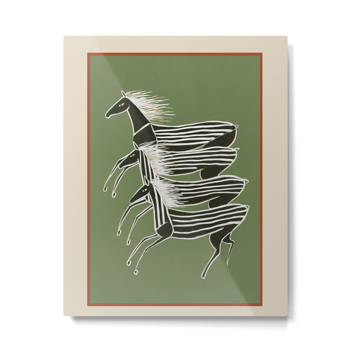 Horses in Stripes Metal Print Gallery Image 1