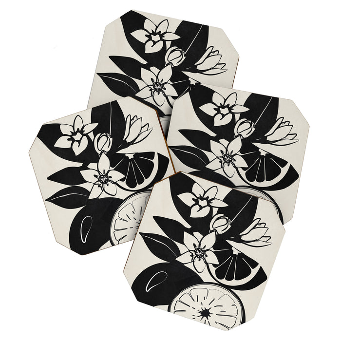 Line Art Oranges 1 Coaster Gallery Image 1