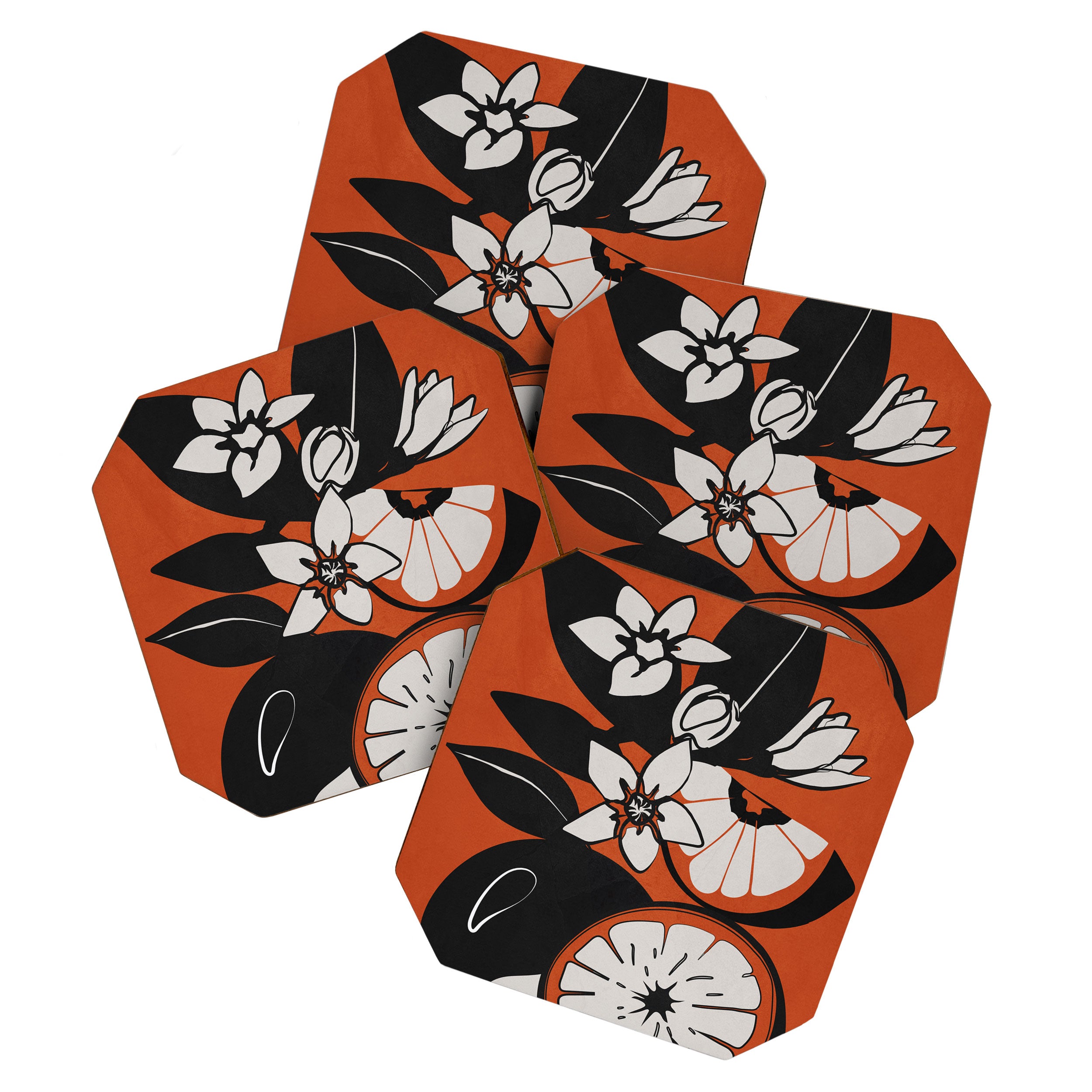 Line Art Oranges 2 Coaster Gallery Image 1
