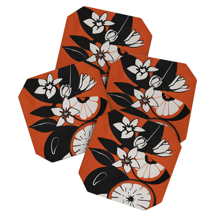 Line Art Oranges 2 Coaster Gallery Image 1