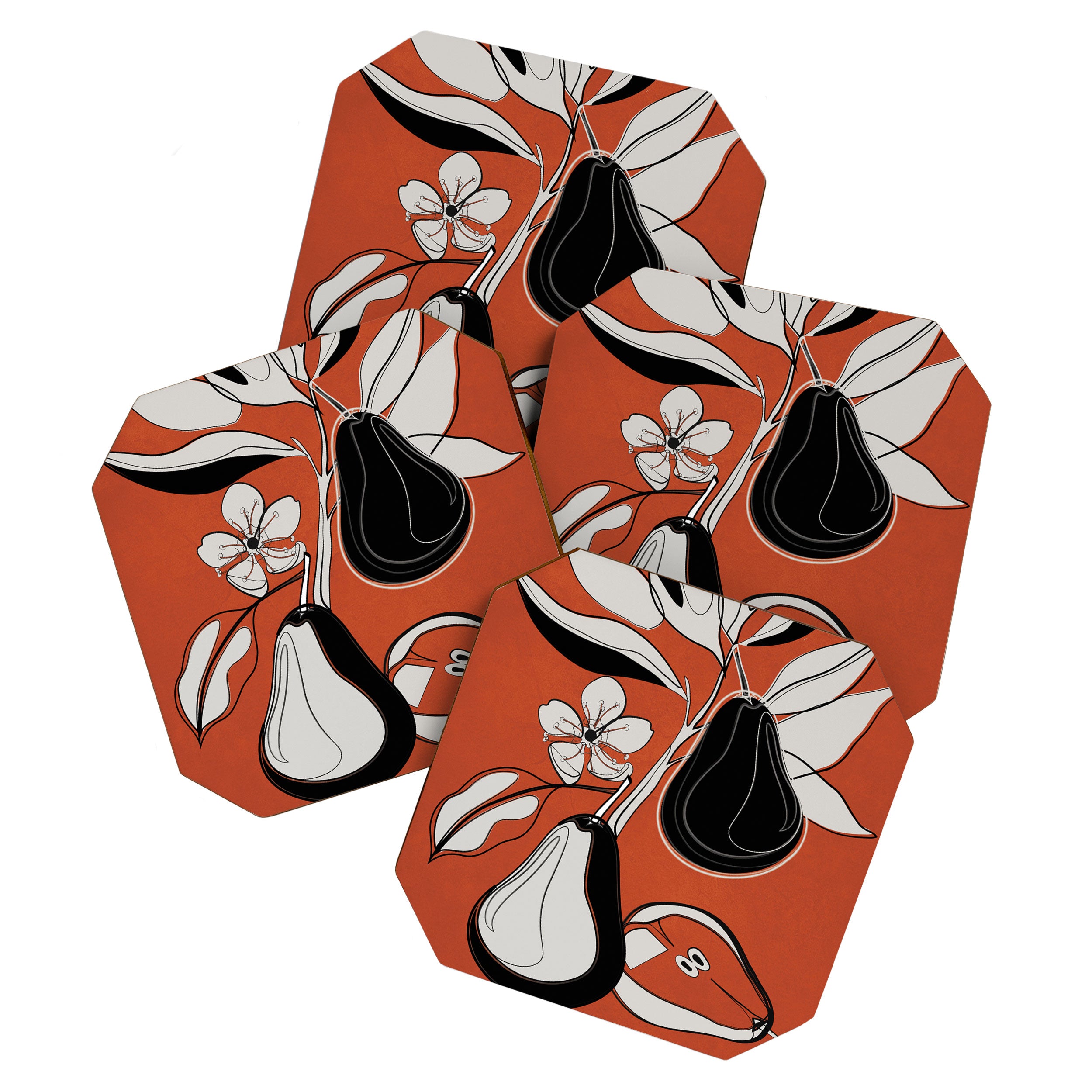 Line Art Pears 2 Coaster Gallery Image 1