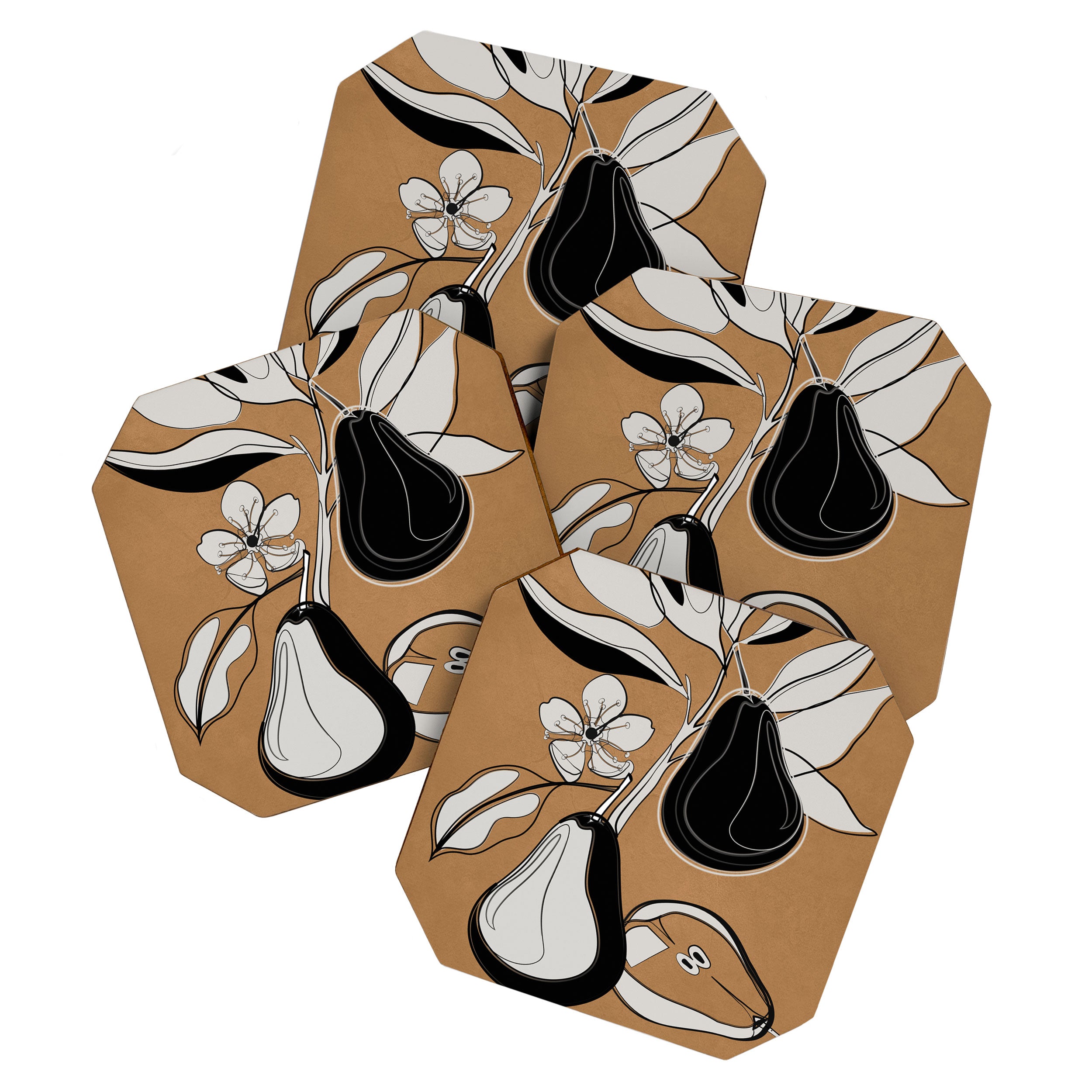 Line Art Pears 7 Coaster Gallery Image 1