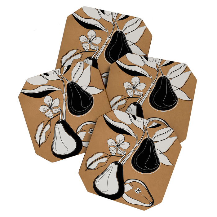 Line Art Pears 7 Coaster Gallery Image 1