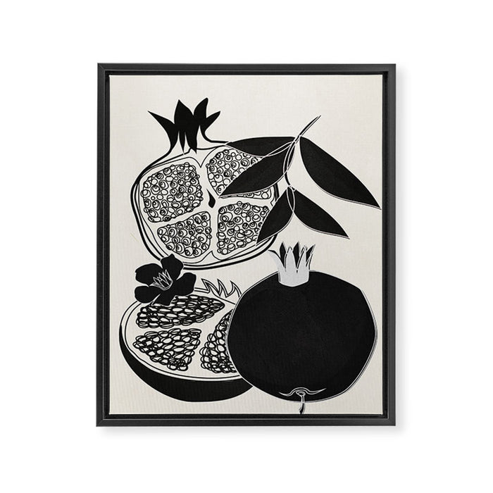 Line Art Pomegranates 1 Framed Canvas Print Gallery Image 1