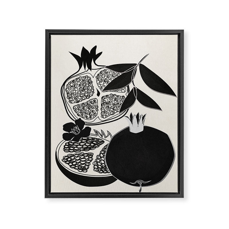 Line Art Pomegranates 1 Framed Canvas Print Gallery Image 6