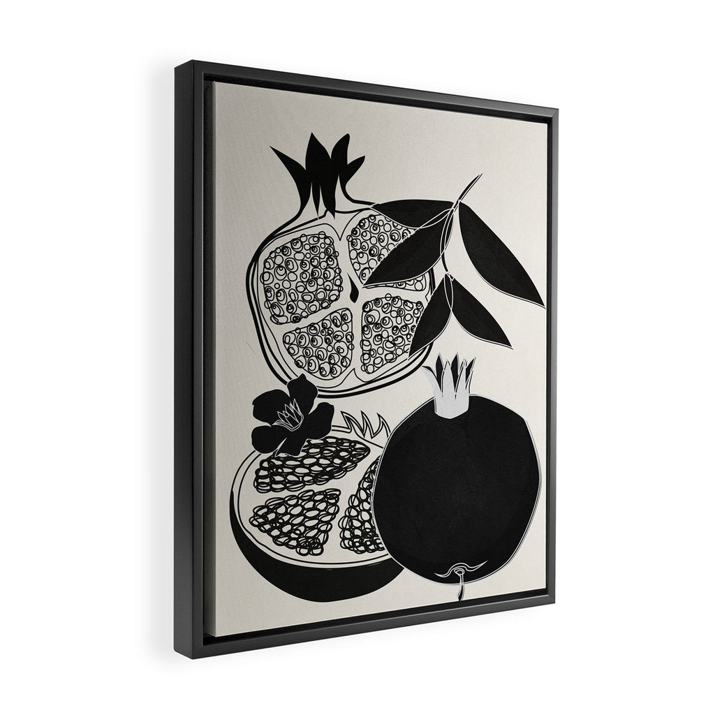 Line Art Pomegranates 1 Framed Canvas Print Gallery Image 2