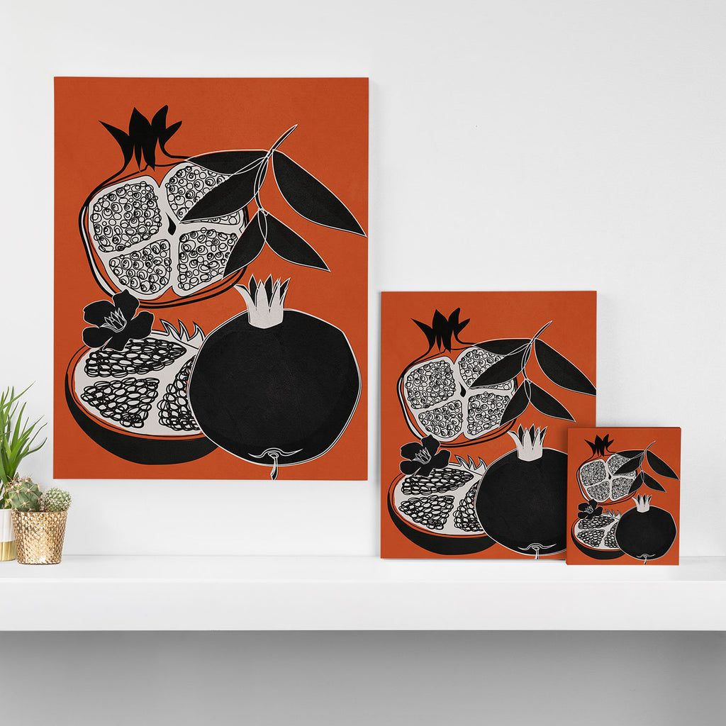 Line Art Pomegranates 2 Canvas Print Gallery Image 3