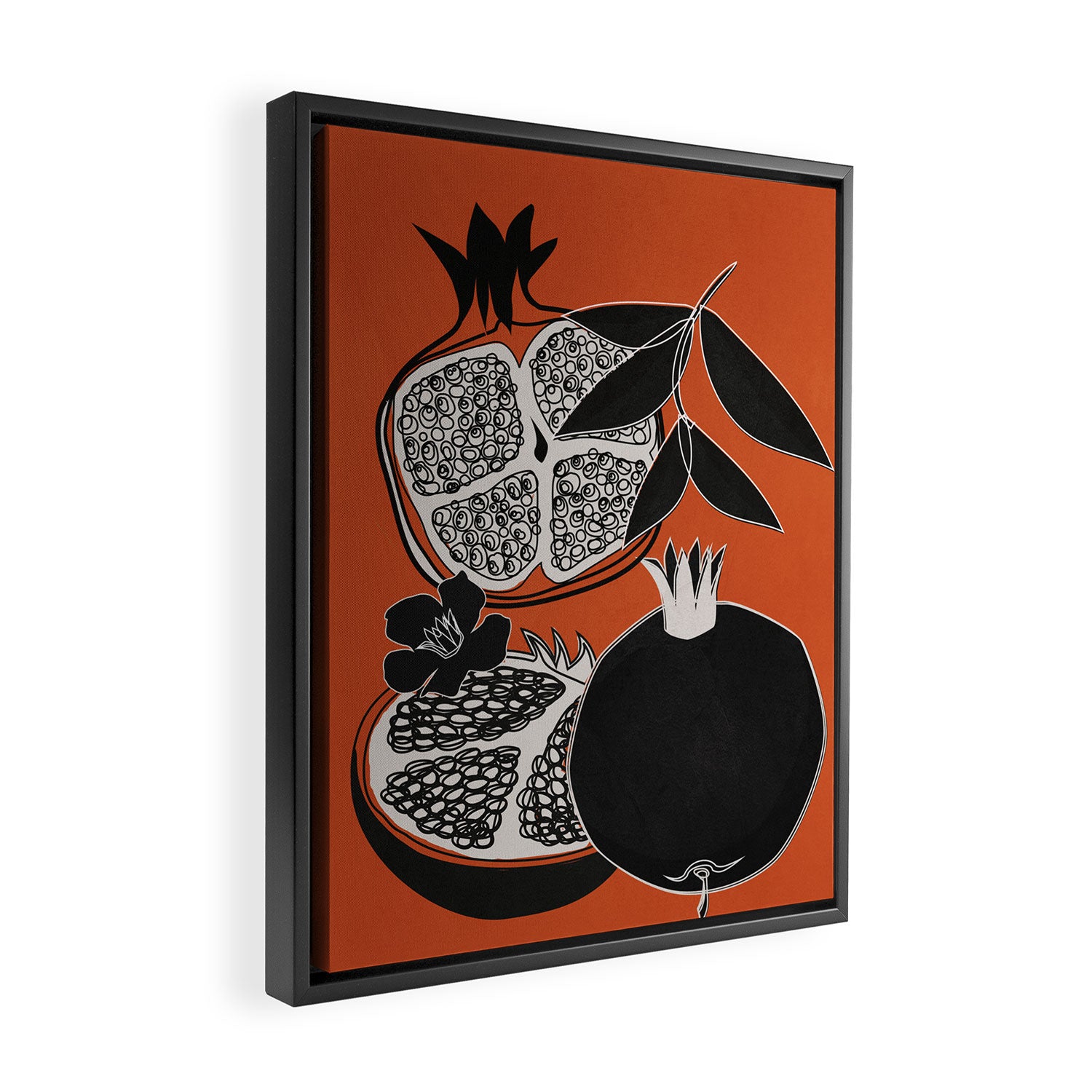 Line Art Pomegranates 2 Framed Canvas Print Gallery Image 2