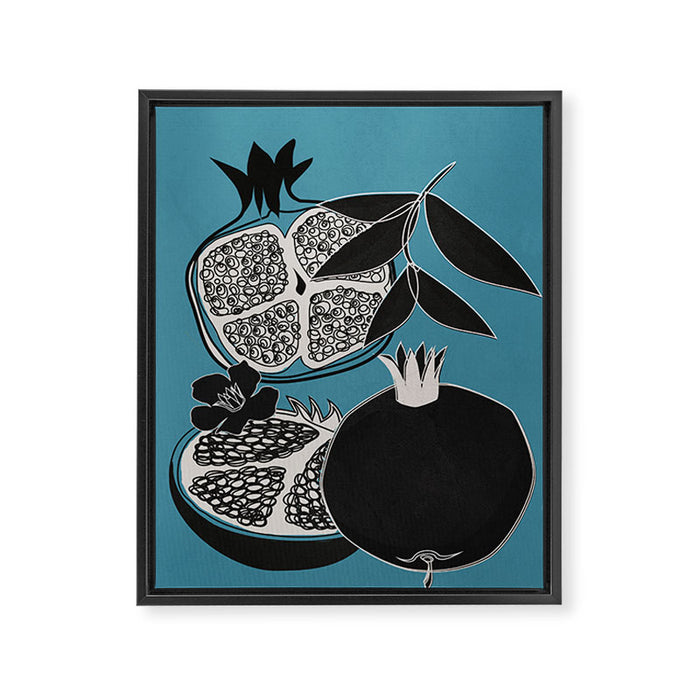 Line Art Pomegranates 4 Framed Canvas Print Gallery Image 1