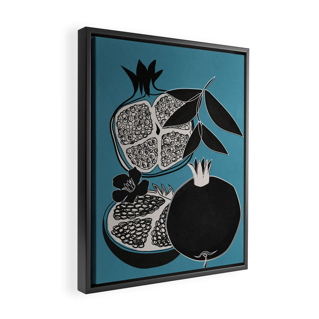 Line Art Pomegranates 4 Framed Canvas Print Gallery Image 2