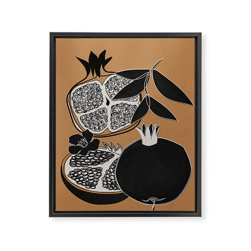 Line Art Pomegranates 5 Framed Canvas Print Gallery Image 6