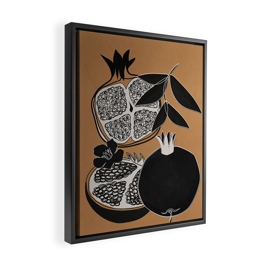 Line Art Pomegranates 5 Framed Canvas Print Gallery Image 2