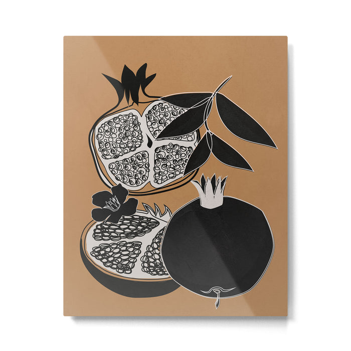 Line Art Pomegranates 5 Metal Print Gallery Image 1
